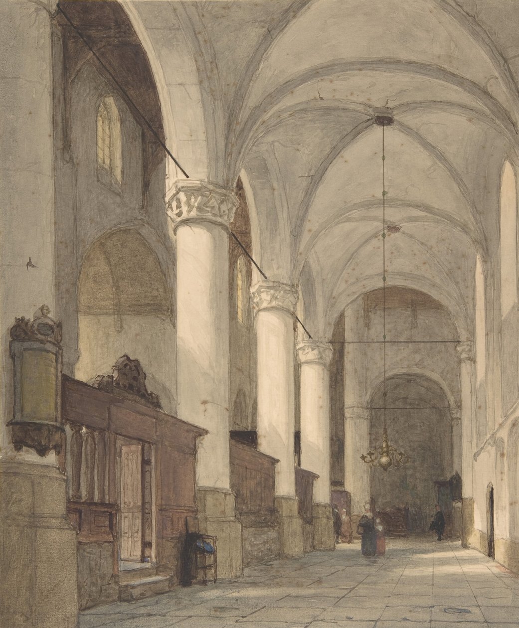 Vaulted Side Aisle of a Church, with Figures by Johannes Bosboom