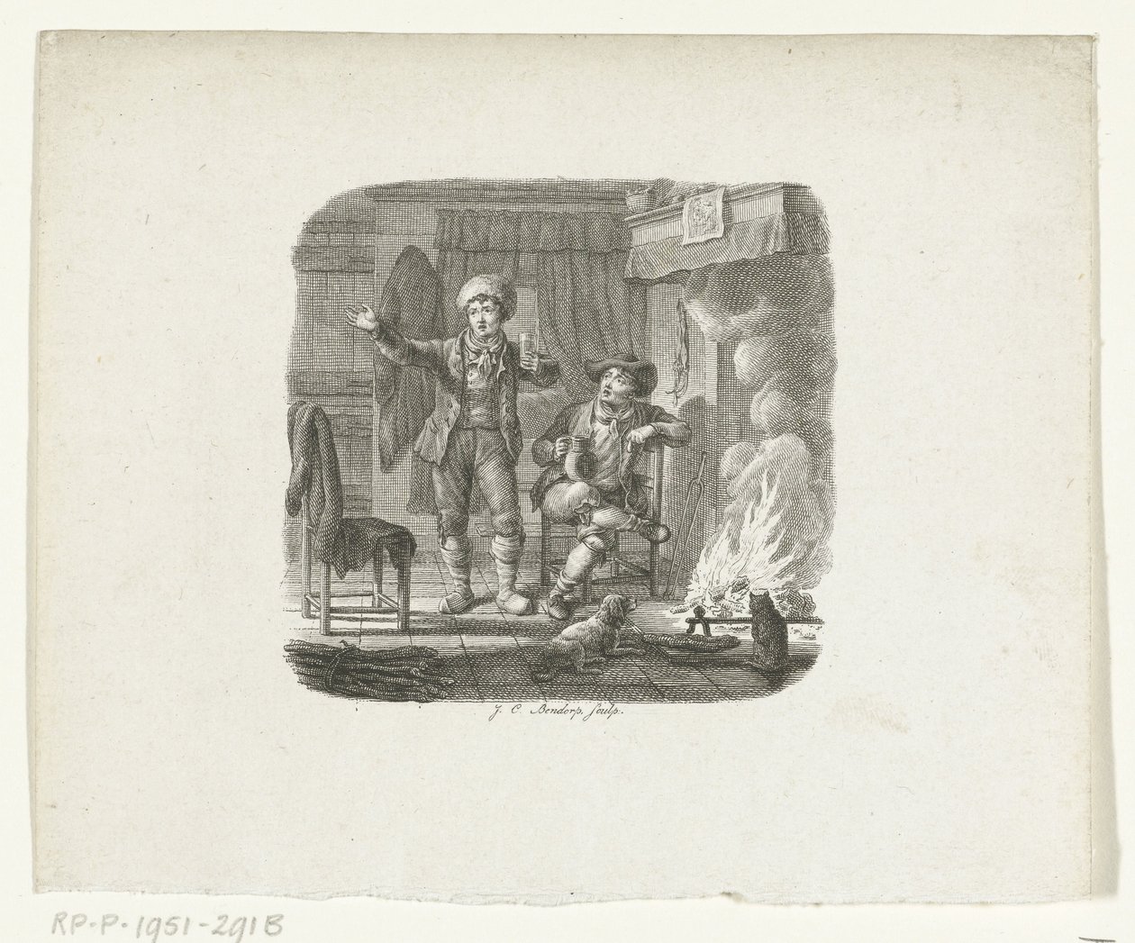 Two Men Talking by the Fireplace by Johannes Christiaan Bendorp