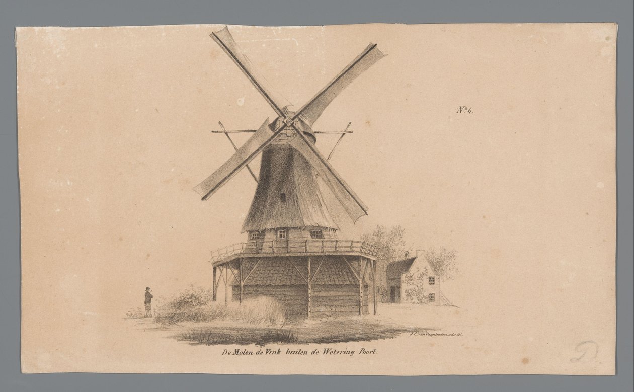 View of Mill de Vink Outside the Wetering Gate by Johannes Cornelis van Pappelendam