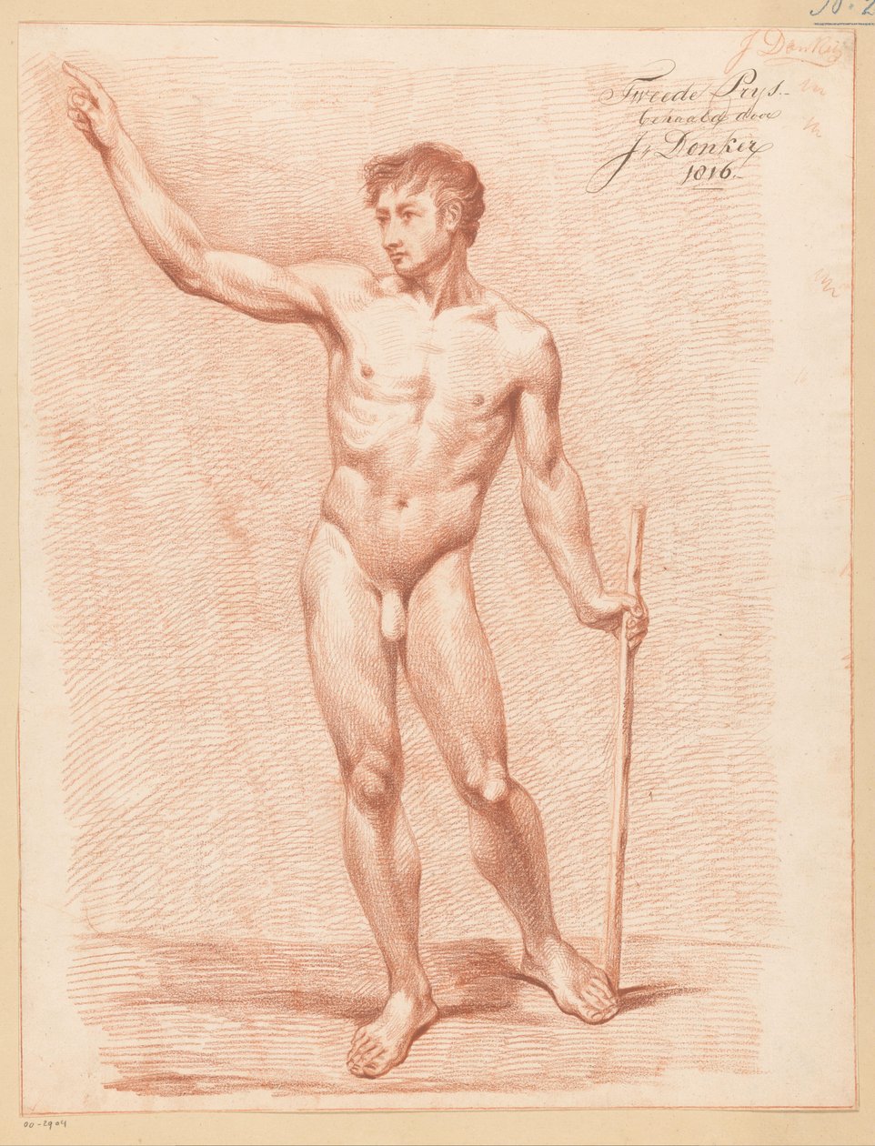 Standing Male Nude, Front View (2nd Prize 1816) by Johannes Donker