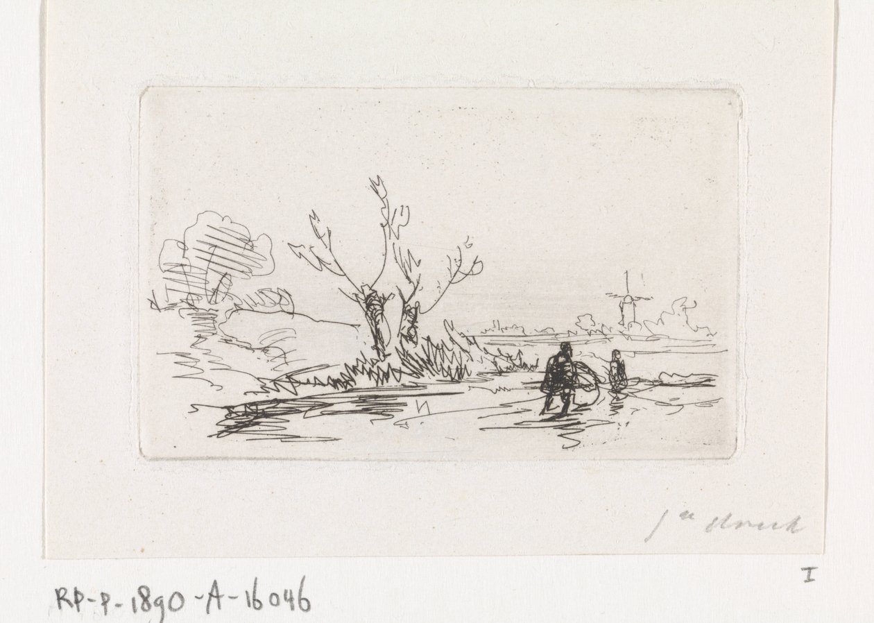 Skaters by Pollard Willows by Johannes Franciscus Hoppenbrouwers