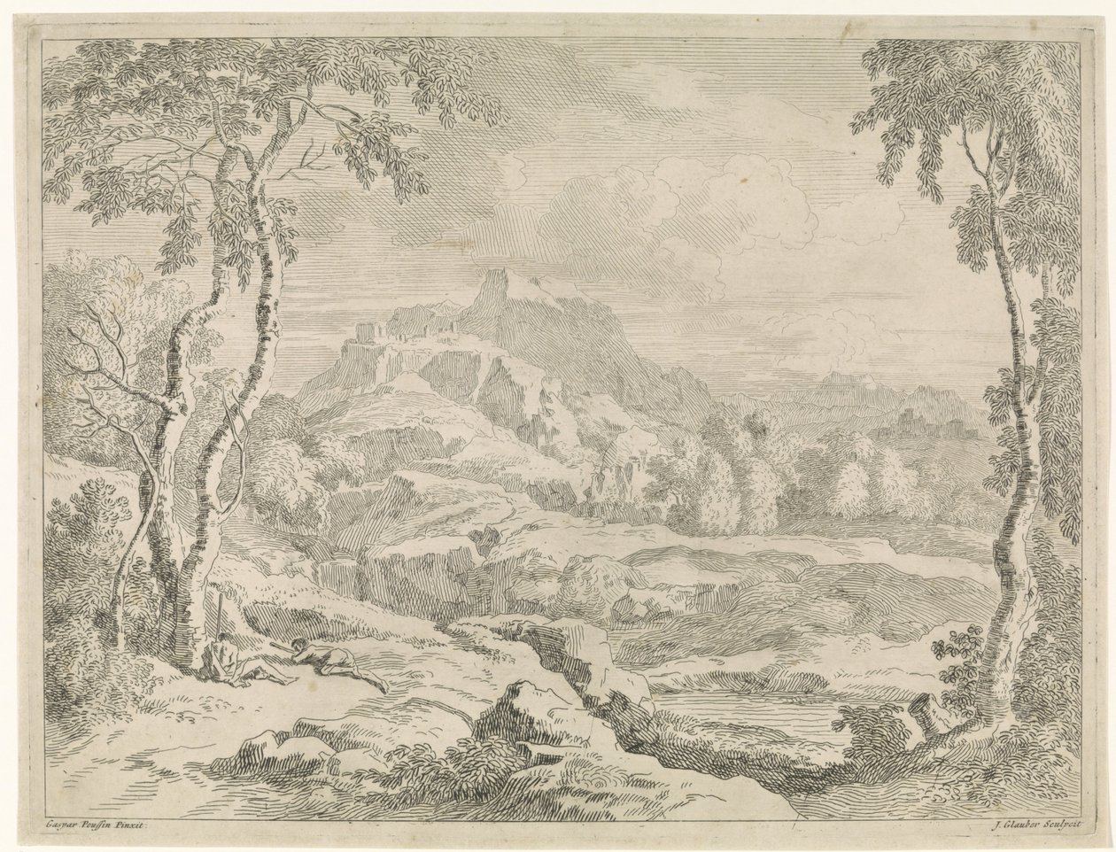 Landscape with Shepherds (Landscapes after Gaspar Poussin) by Johannes Glauber
