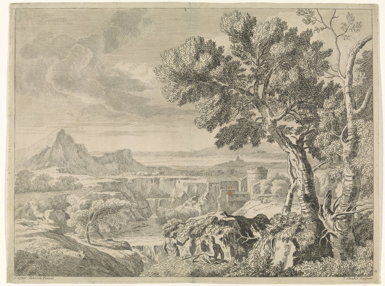 Landscape with Ravine and Waterfall by Johannes Glauber