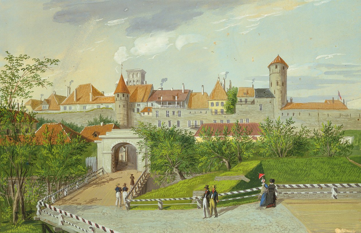 A View of the Small Coast Gate with Hattorpe and Stolting Towers, Tallinn by Johannes Hau