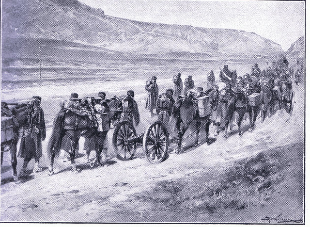 A Battery of Field Guns on Their Way to Ichon by Johannes Hermann Barend Koekkoek