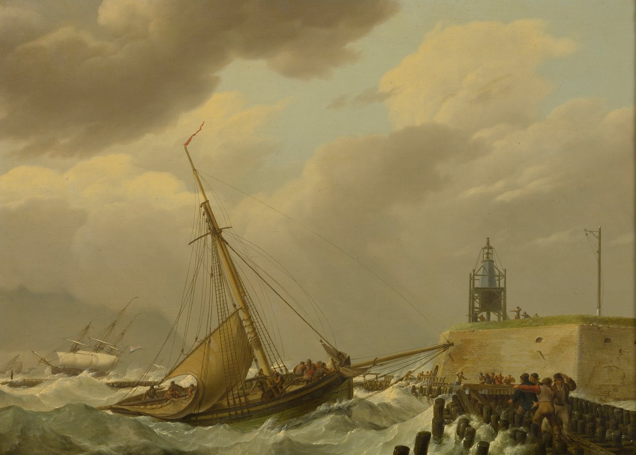 Ships in Stormy Seas by Johannes Hermanus Koekkoek