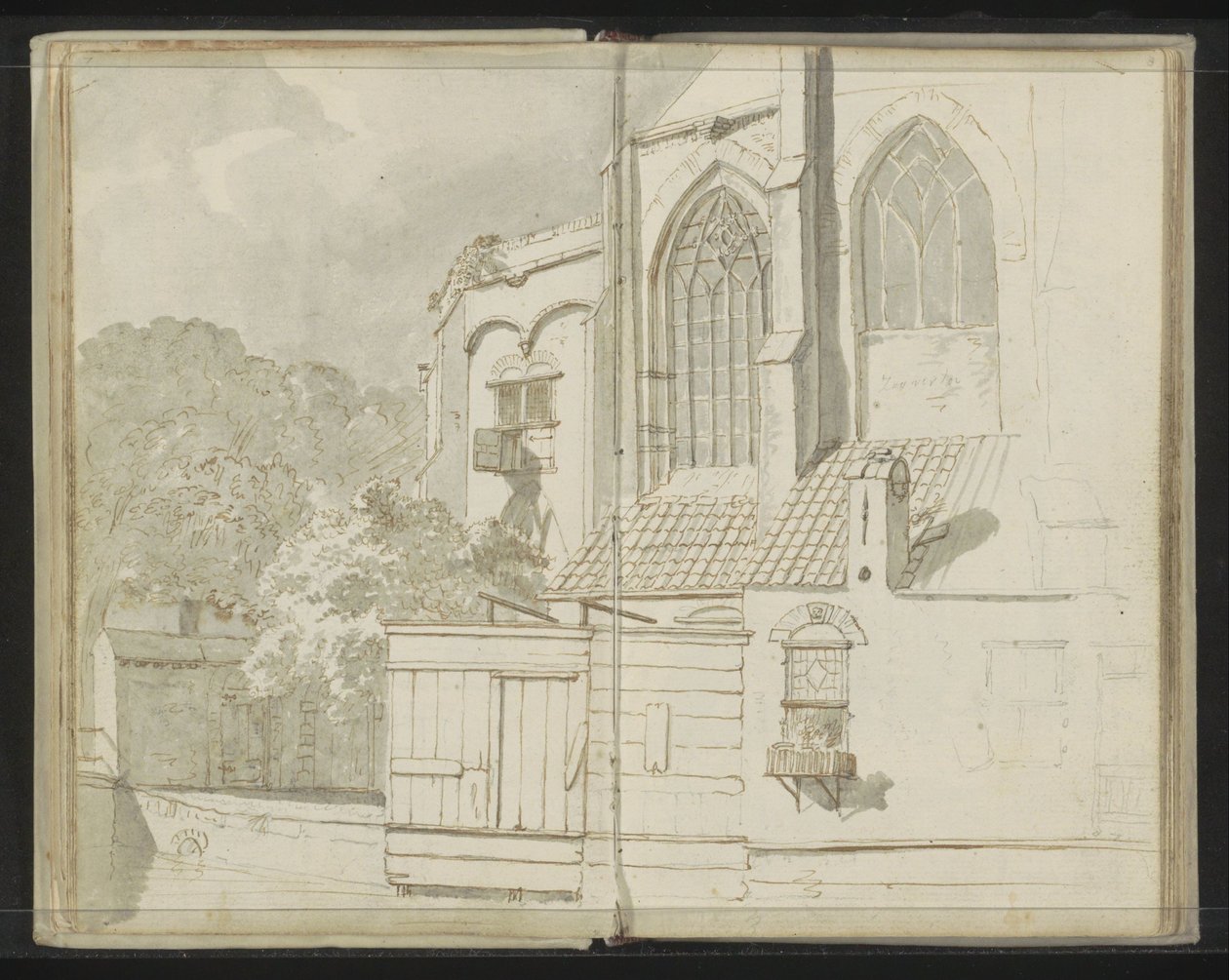 Backside of the Nieuwe Kerk in Delft by Johannes Huibert Prins