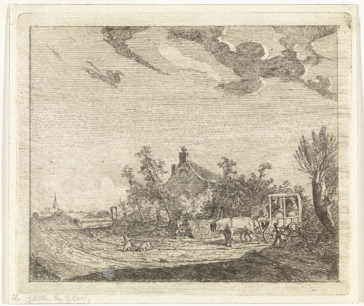 Horse and Cart in Front of a House by Johannes Huibert Prins
