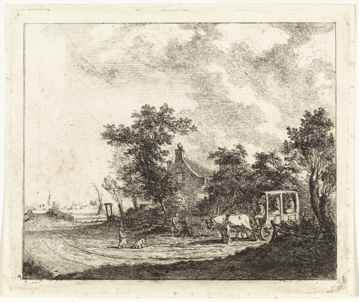 Horse and Wagon in Front of a House by Johannes Huibert Prins