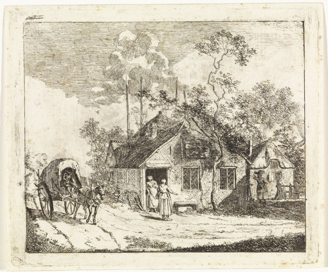 Two Houses by a Road by Johannes Huibert Prins