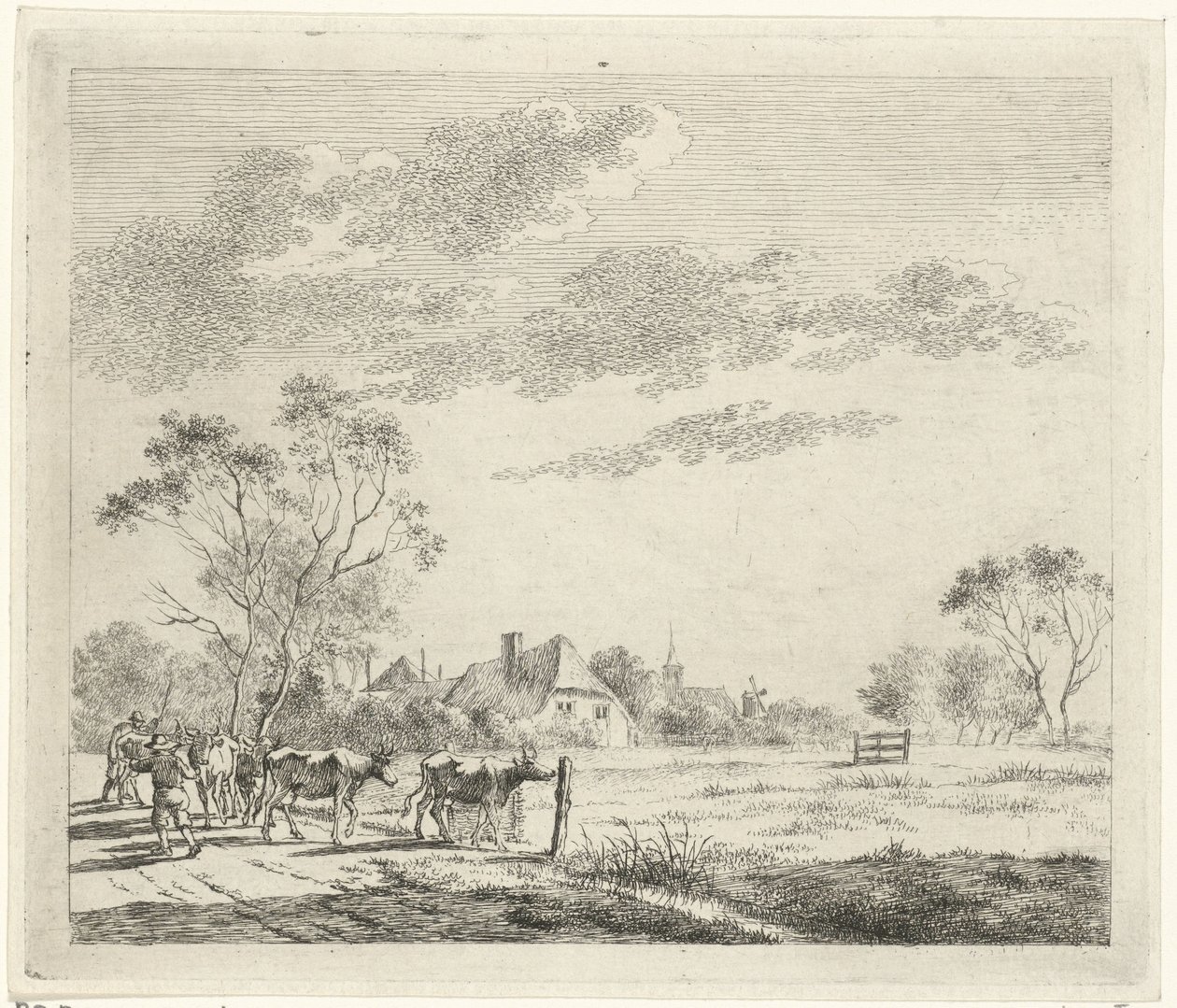 Landscape with Farmhouse and Cows by Johannes Janson