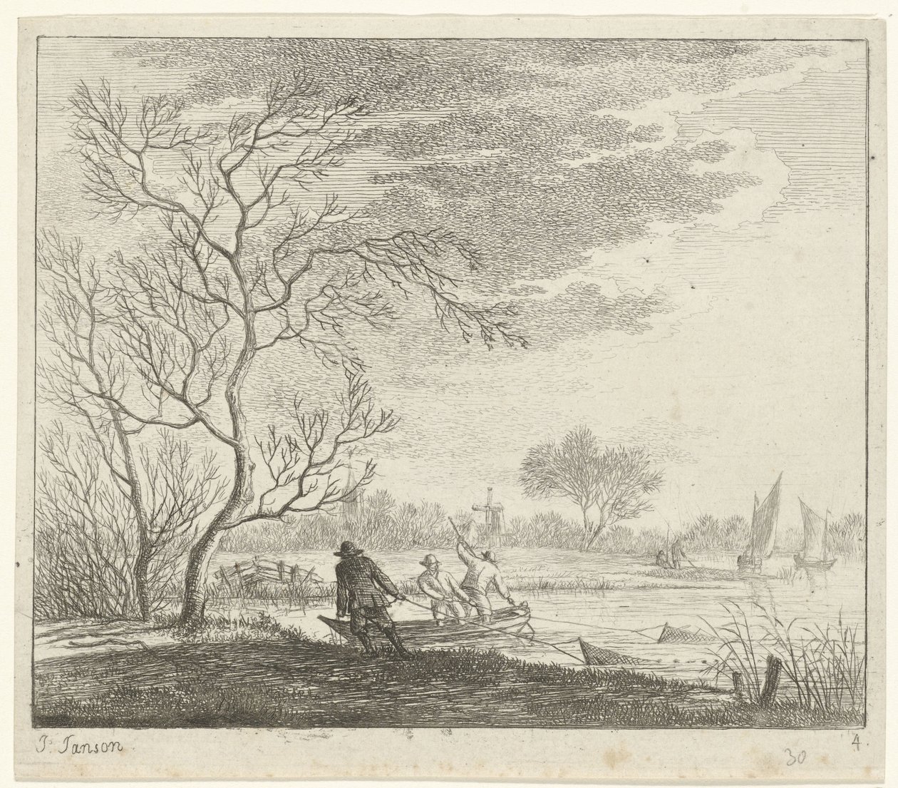 Landscape with Fishermen by Johannes Janson