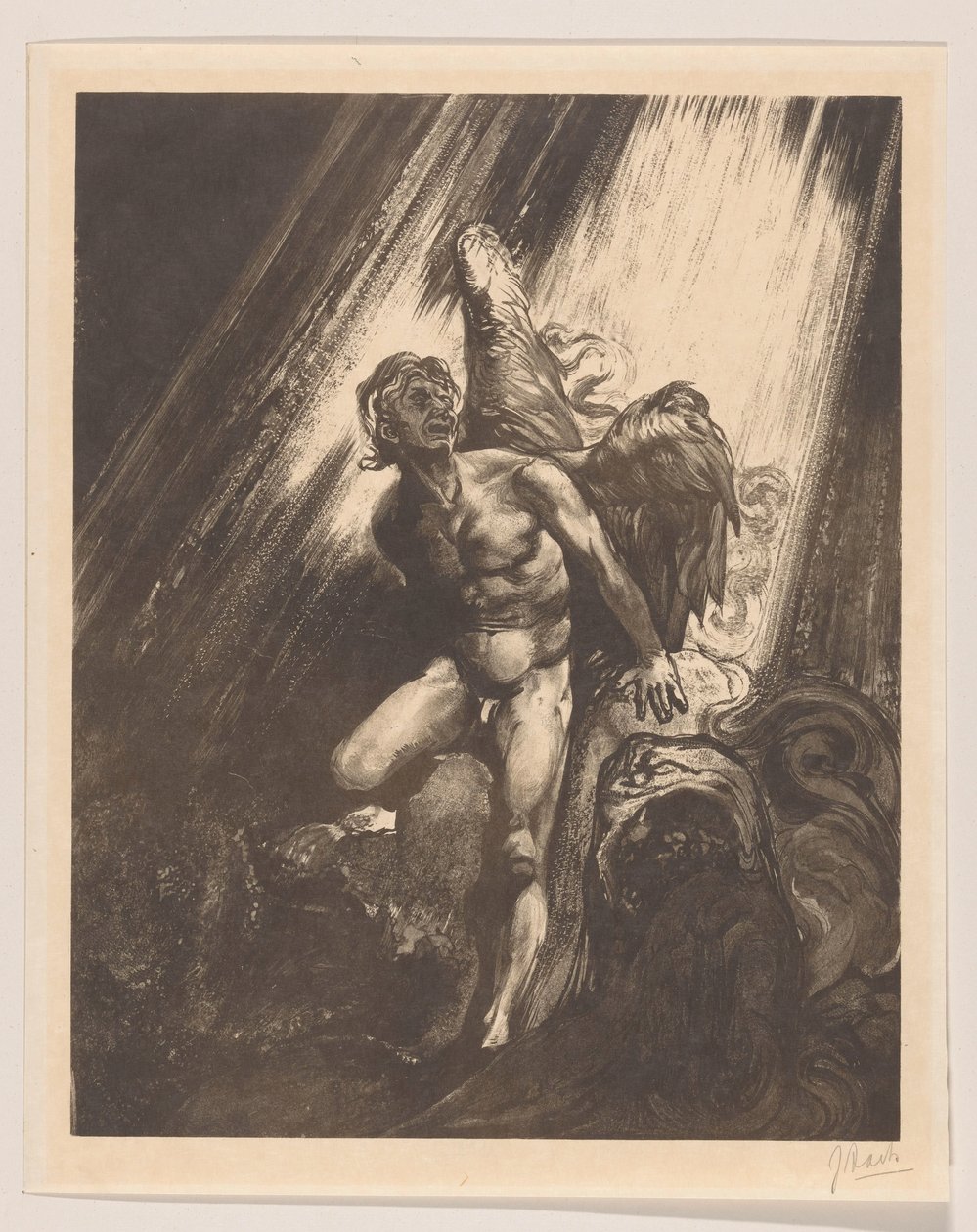 Fallen Angel Leaning Against a Rock by Johannes Josephus Aarts (signed by artist)