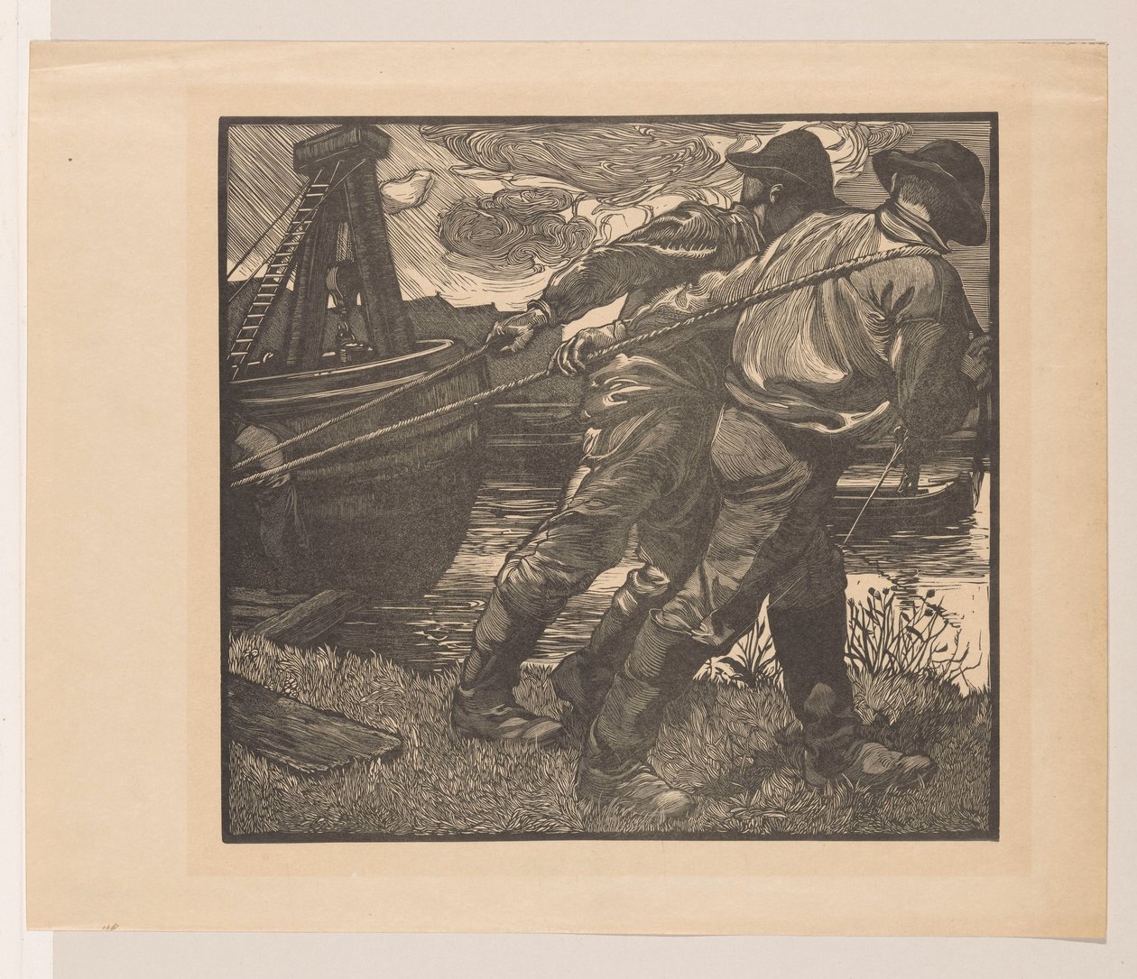 Workers with Ropes on the Shore by Johannes Josephus Aarts