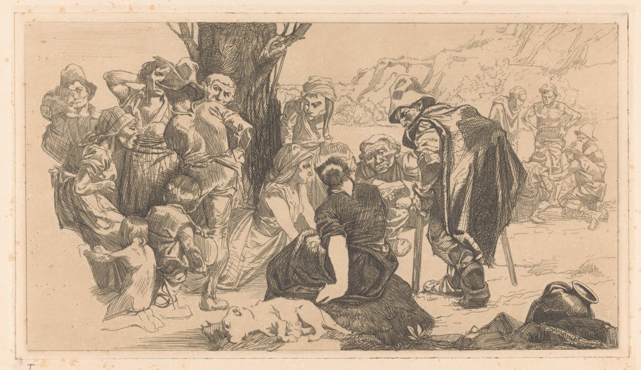Men, Women, and Children by a Tree by Johannes Josephus Aarts