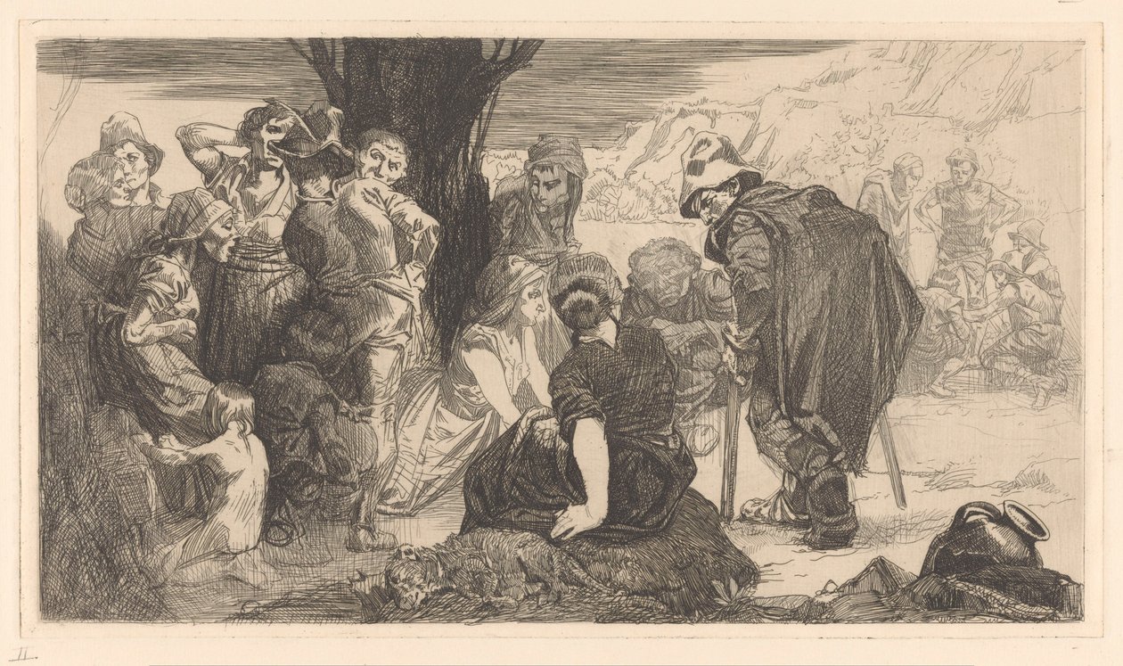 Men, Women and Children by a Tree by Johannes Josephus Aarts