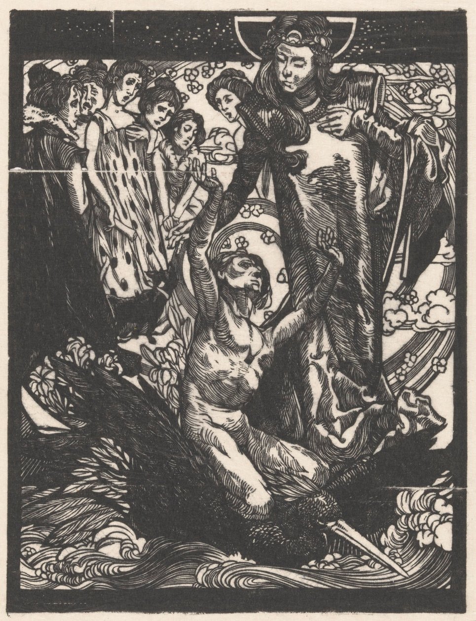 Female Figures with Man on Bird