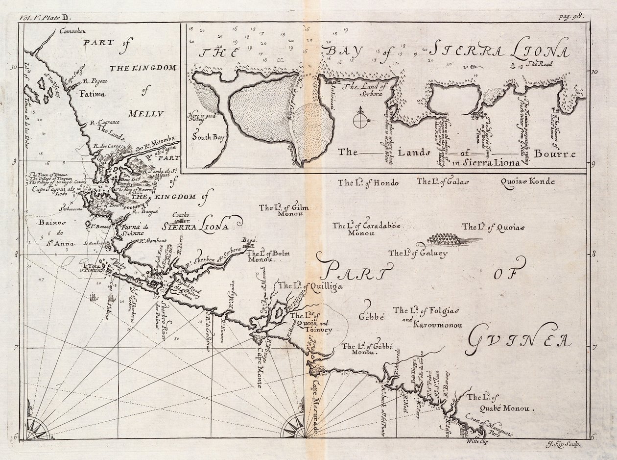 Chart of Sierra Leone, Africa by Johannes Kip