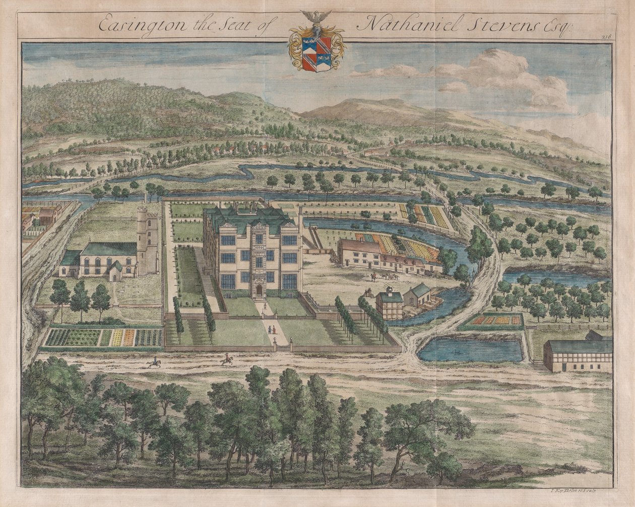 Easington, The Seat of Nathaniel Stevens, [1712] Reissued 1768 by Johannes Kip