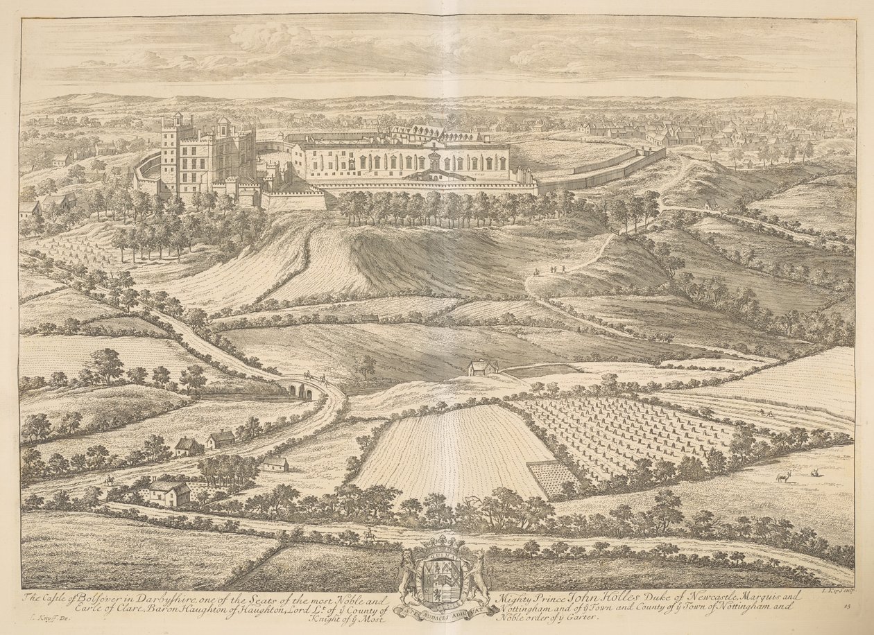 The Castle of Bolsover in Derbyshire: one of the Seats of the most Noble and Mighty Prince John Holles Duke of Newcastle, Marquis and Earl of Clare, Baron Haughton, Lord Lt. of the County of Nottingham and of the Town and County of the Town of Nottingham by Johannes Kip