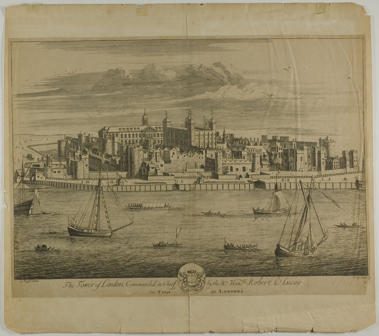 The Tower of London, plate five from Britannia Illustrata by Johannes Kip