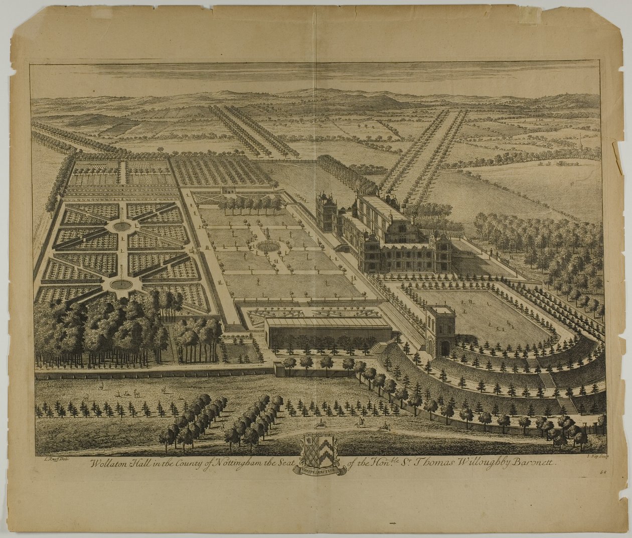Wollaton Hall in the County of Nottingham, plate 68 from Britannia Illustrata by Johannes Kip
