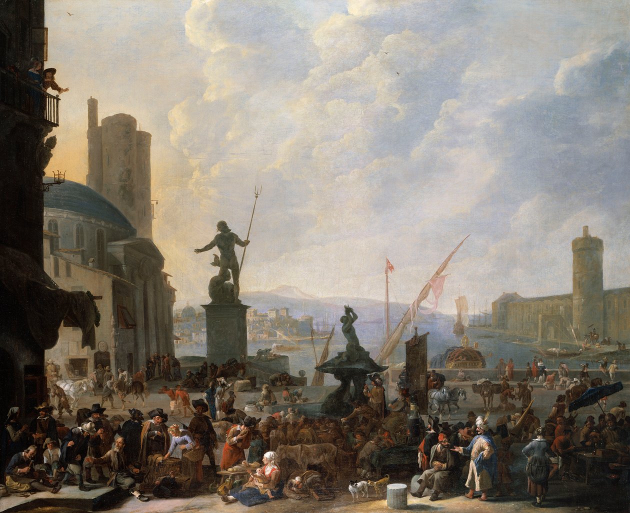 A Capriccio of a Mediterranean Port with Bernini