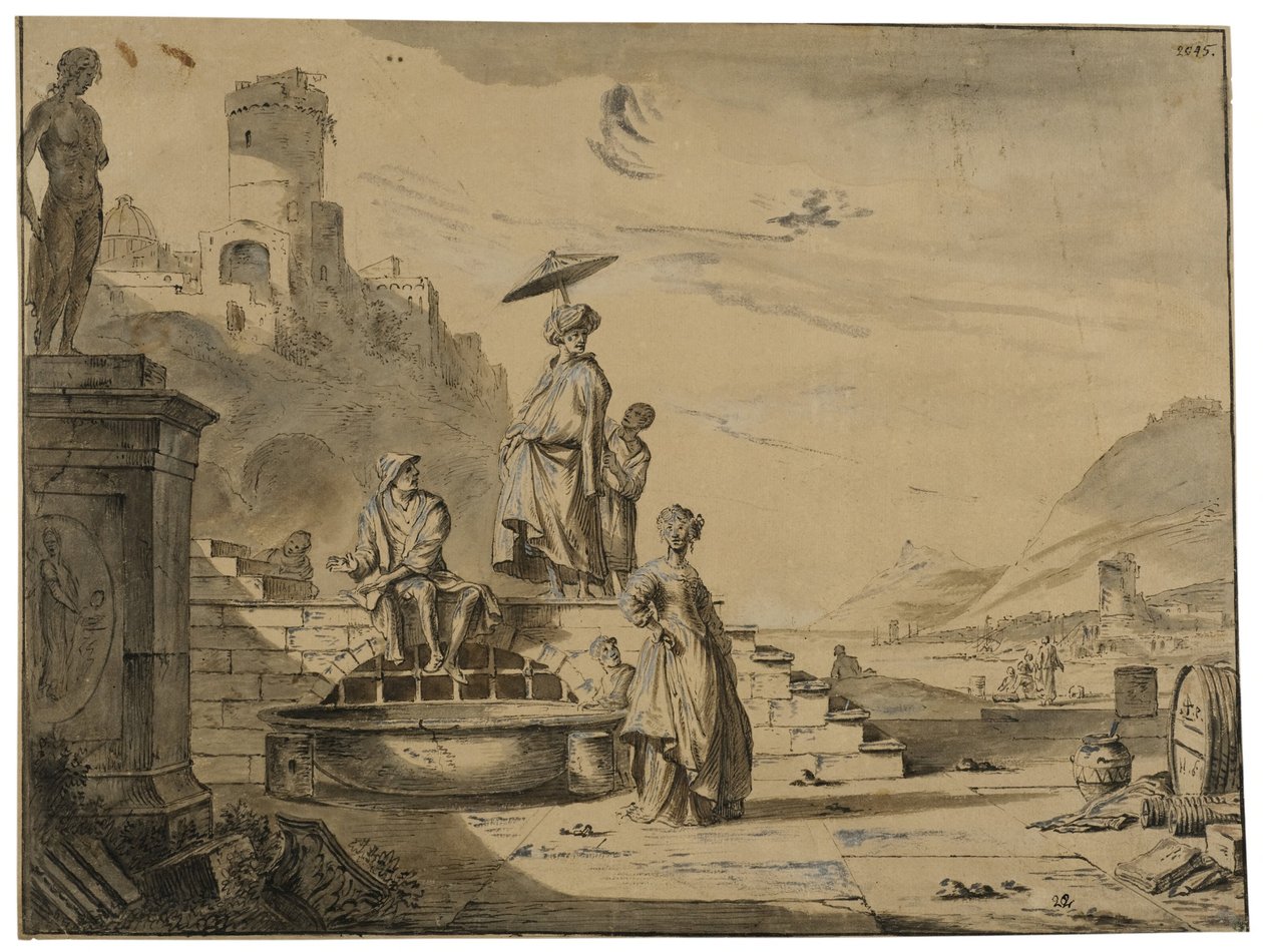 Harbour Scene by Johannes Lingelbach
