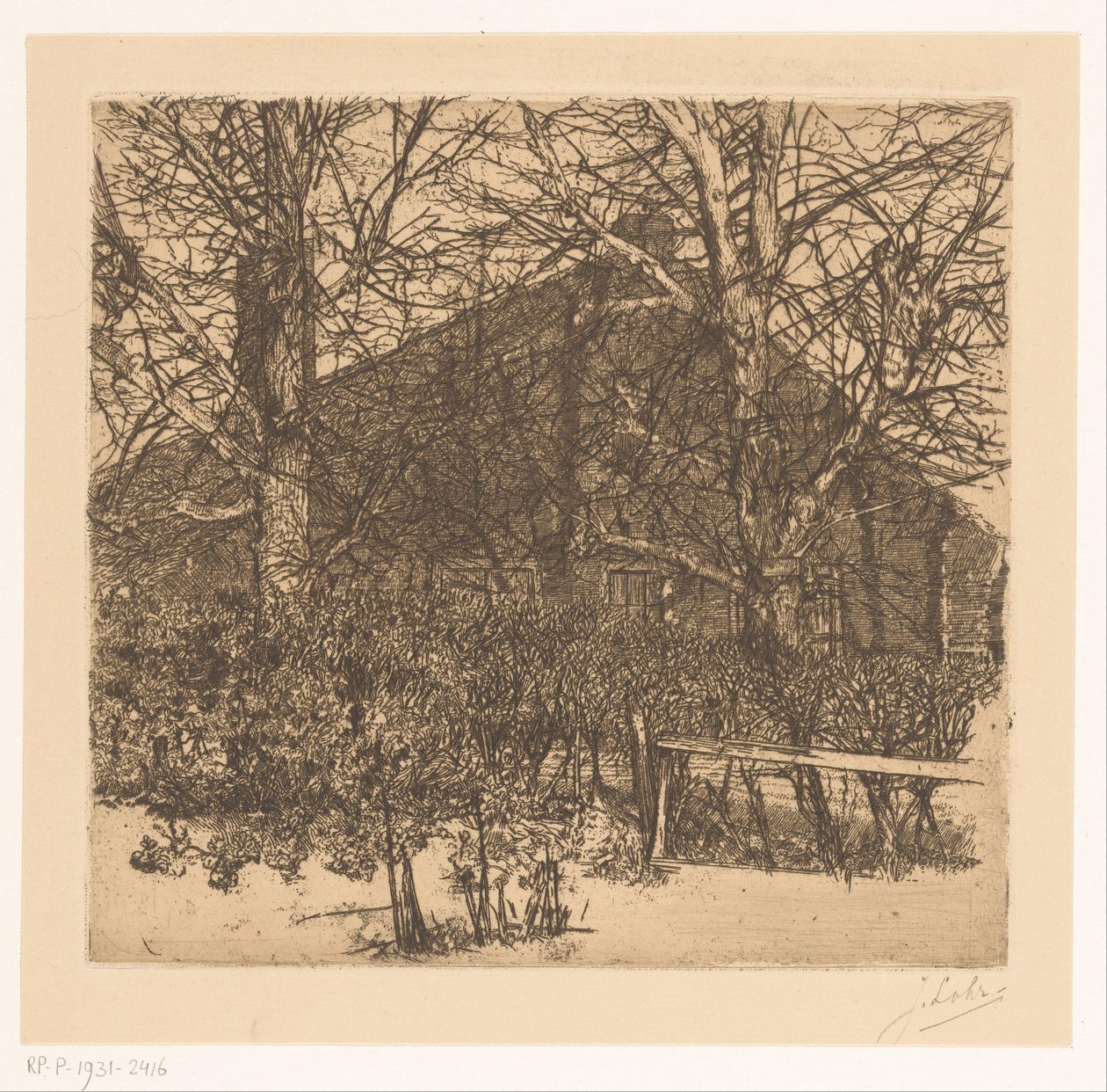 Trees in front of farmhouse by Johannes Löhr