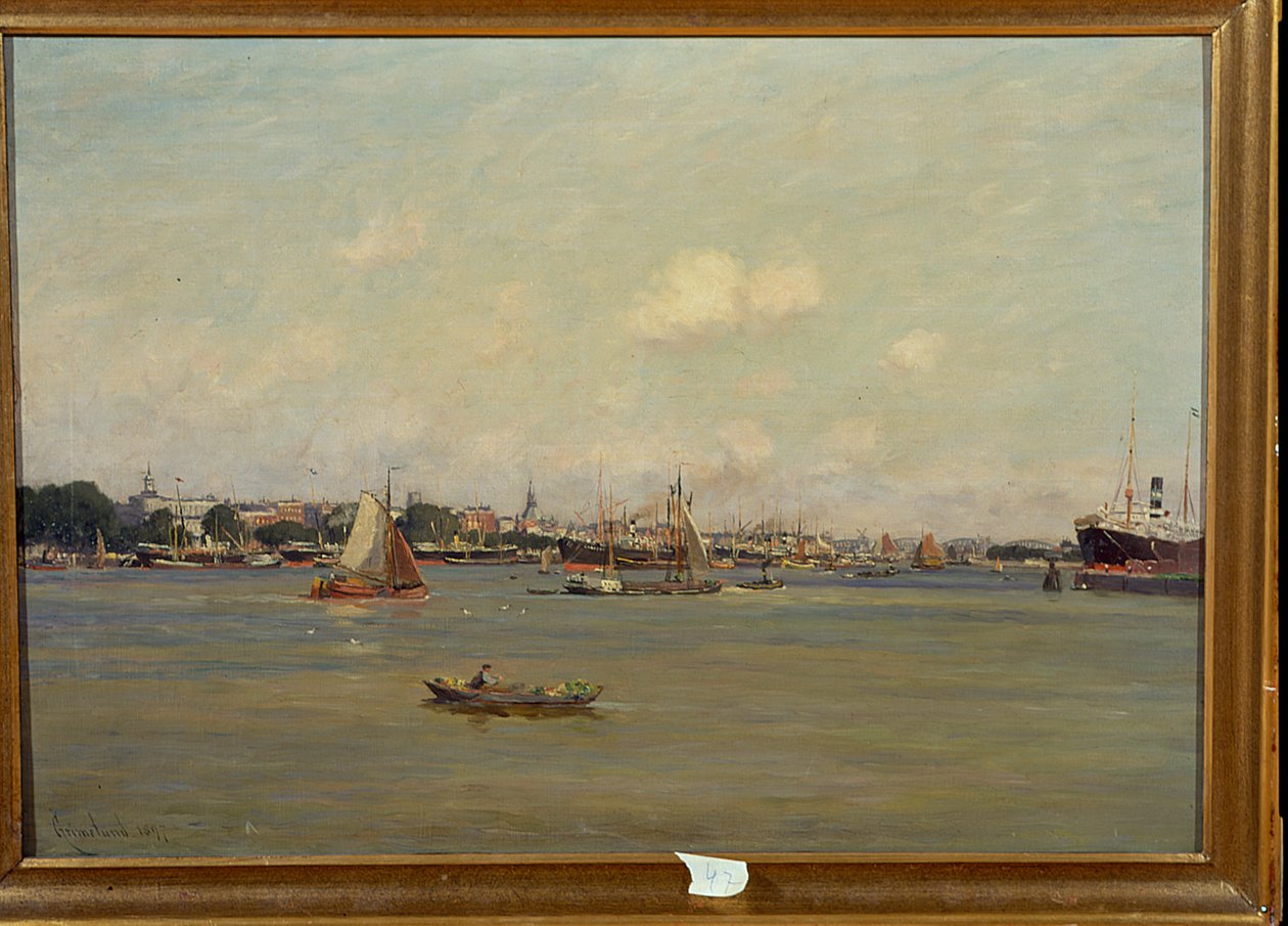 Harbour in Rotterdam by Johannes Martin Grimelund