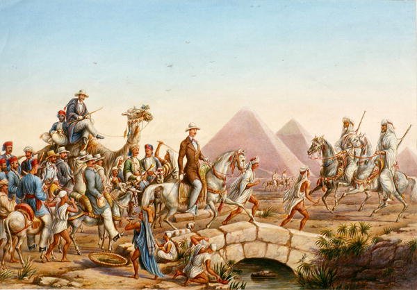 Prince Albert of Prussia with His Entourage Touring the Pyramids at Giza by Johannes Rabe
