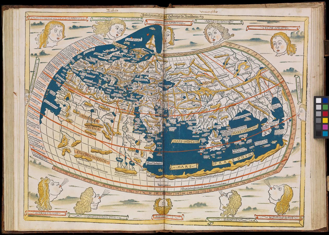 The First Edition of Ptolemy Printed in Germany, and the First with Woodcut Maps. Original Binding. by Johannes Schnitzer