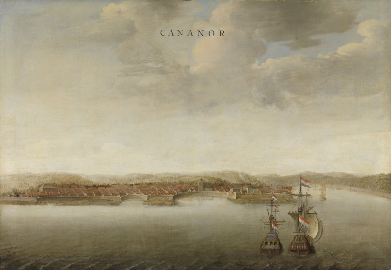 View of Cannanore on the Malabar Coast in India by Johannes Vinckeboons