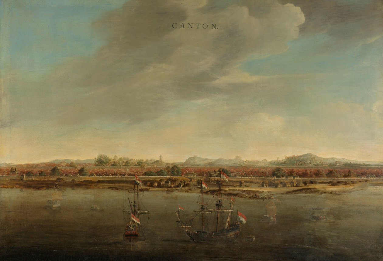 View of Canton in China by Johannes Vinckeboons