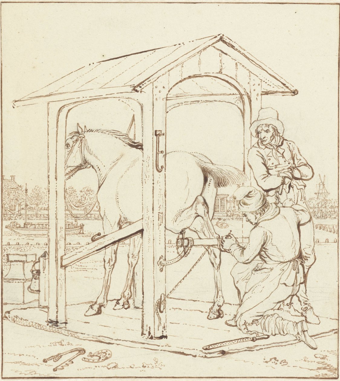 Shoeing a Horse by Johannes Vinkeles