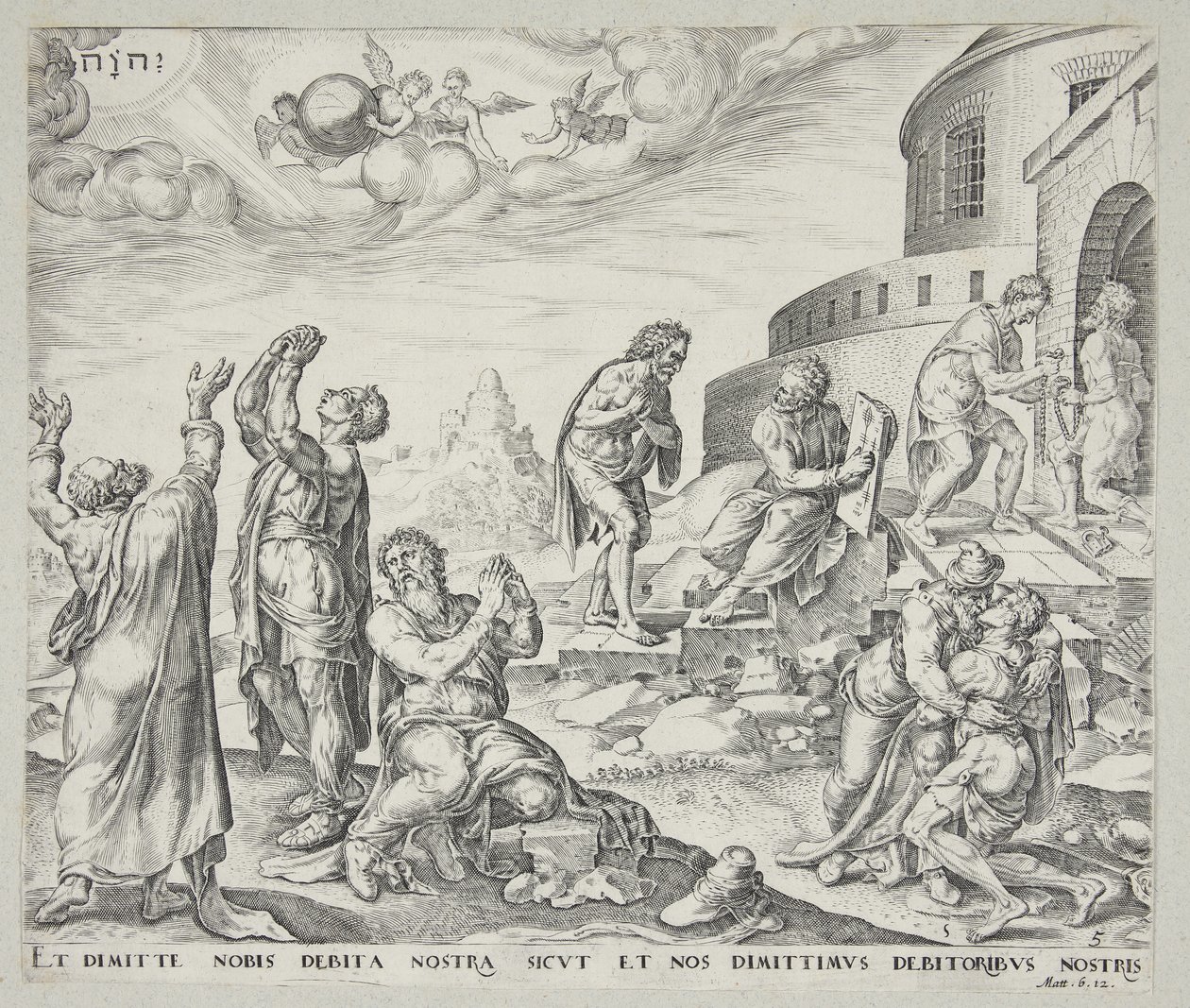 Man Asking Forgiveness and Forgiving His Debtors by Johannes Wierix