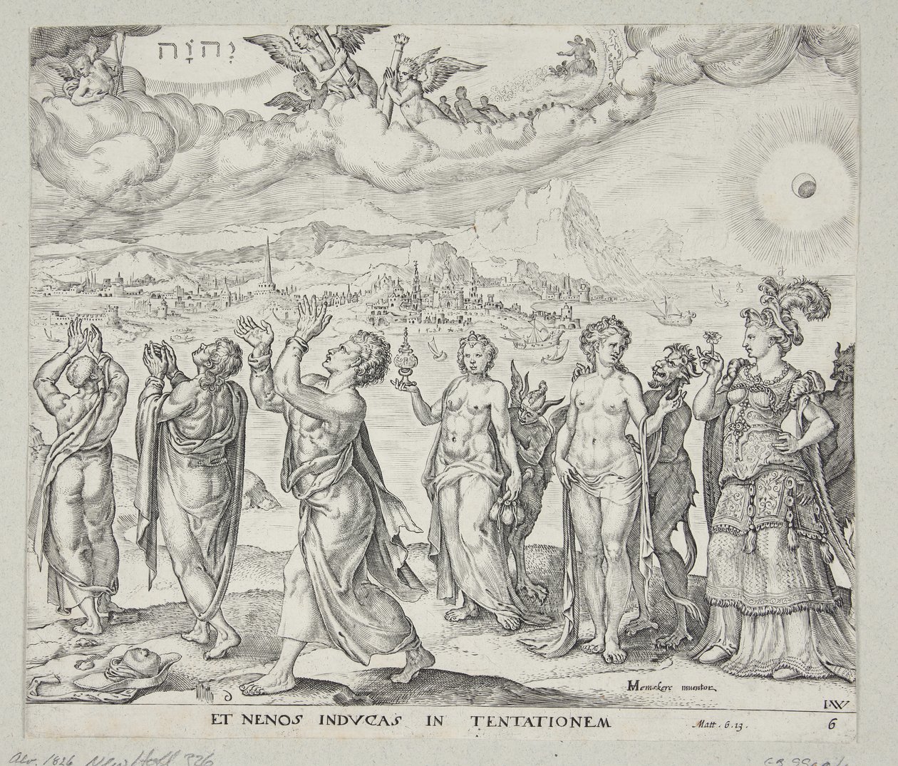 Man Resisting the Temptation of Money, Lust and Honour by Johannes Wierix
