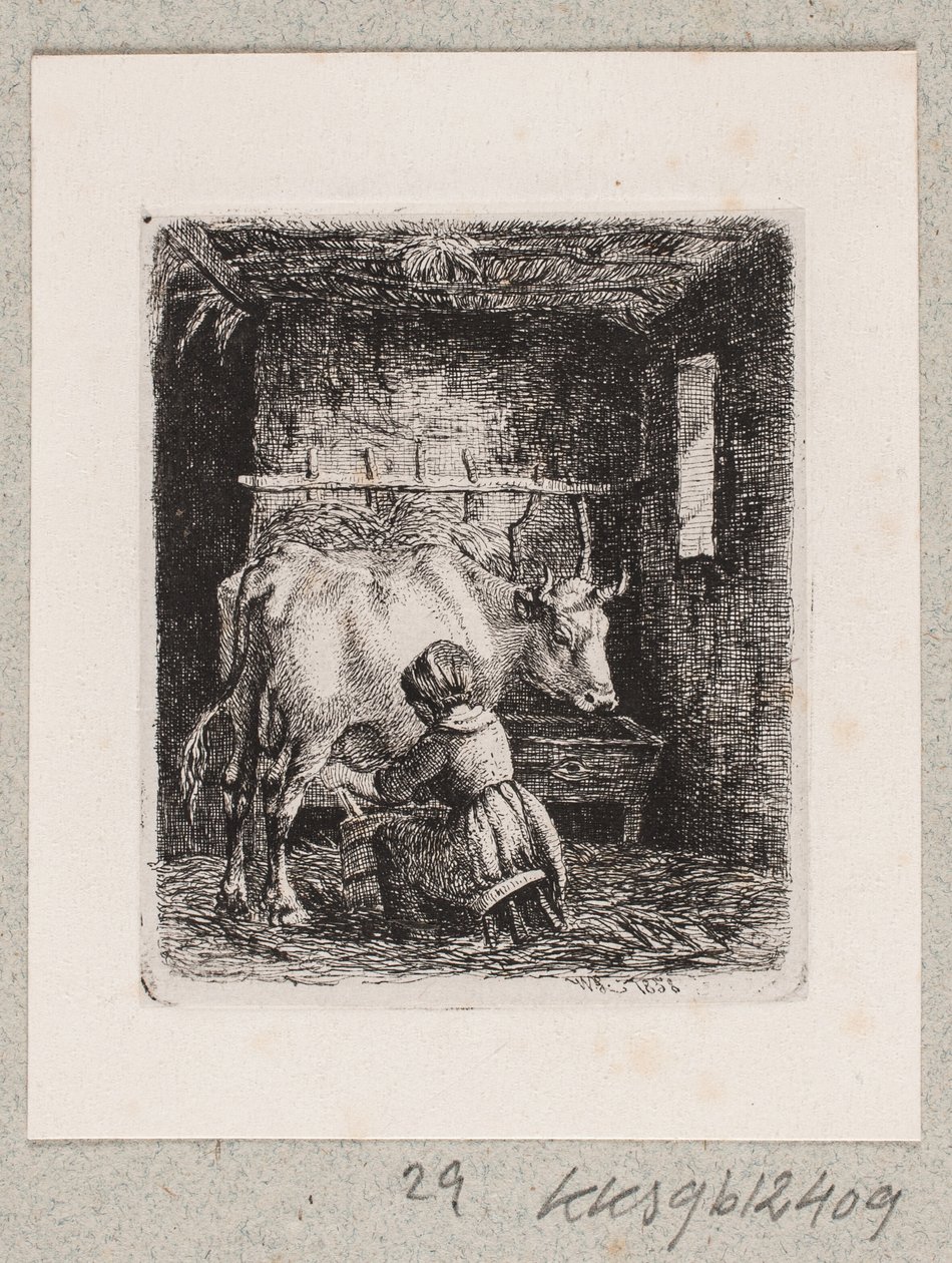 A Girl Milking a Cow by Johannes Wilhelm Zillen