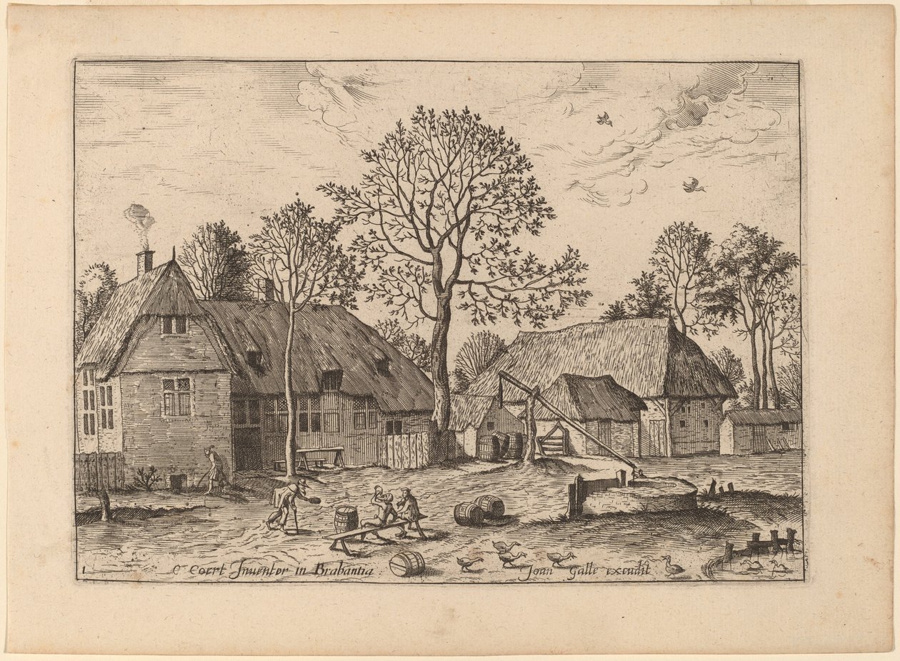 Farms with Draw Well by Johannes and Lucas van Doetechum after Master of the Small Landscapes