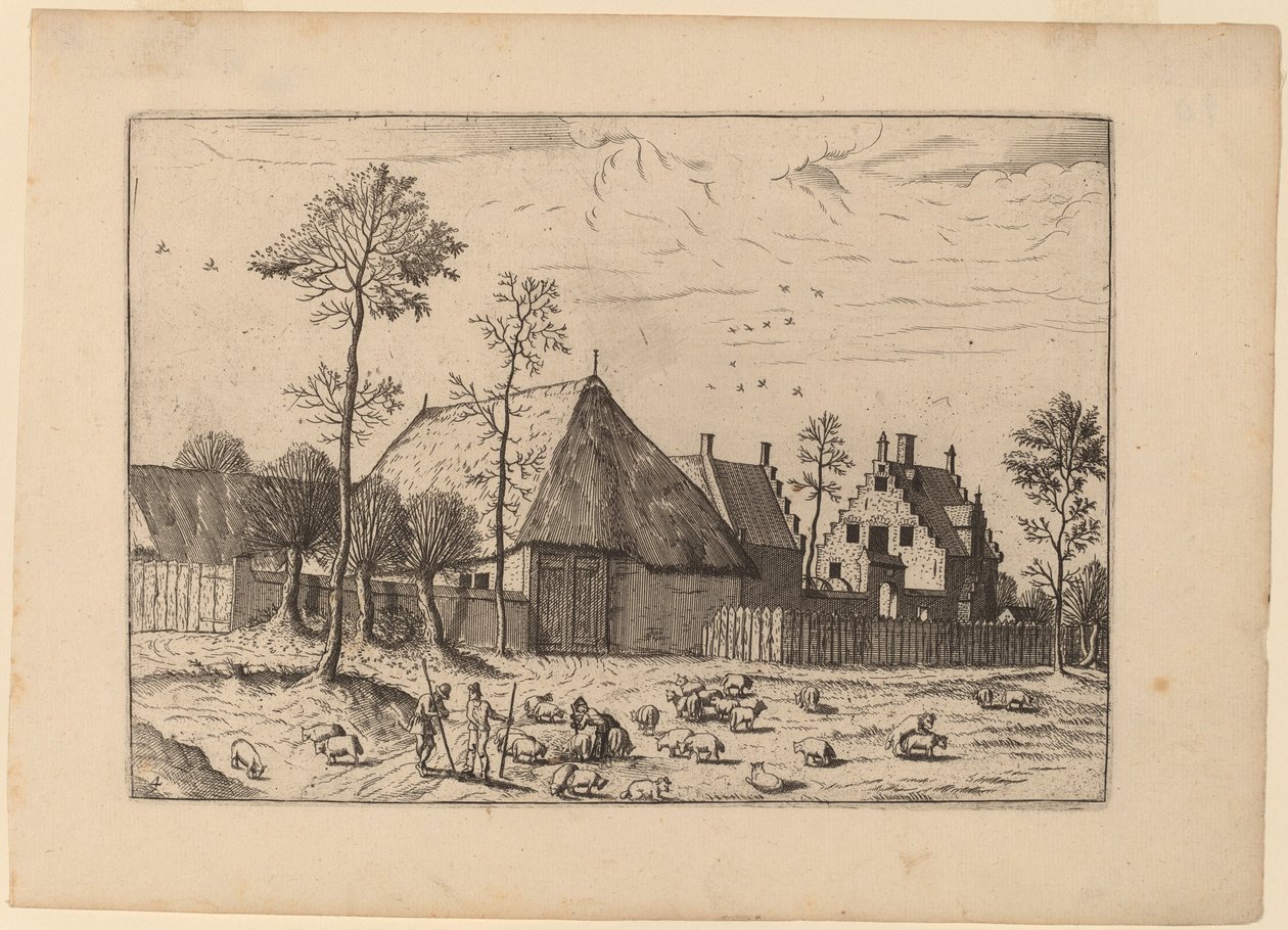Shed with Cottage by Johannes and Lucas van Doetechum after Master of the Small Landscapes