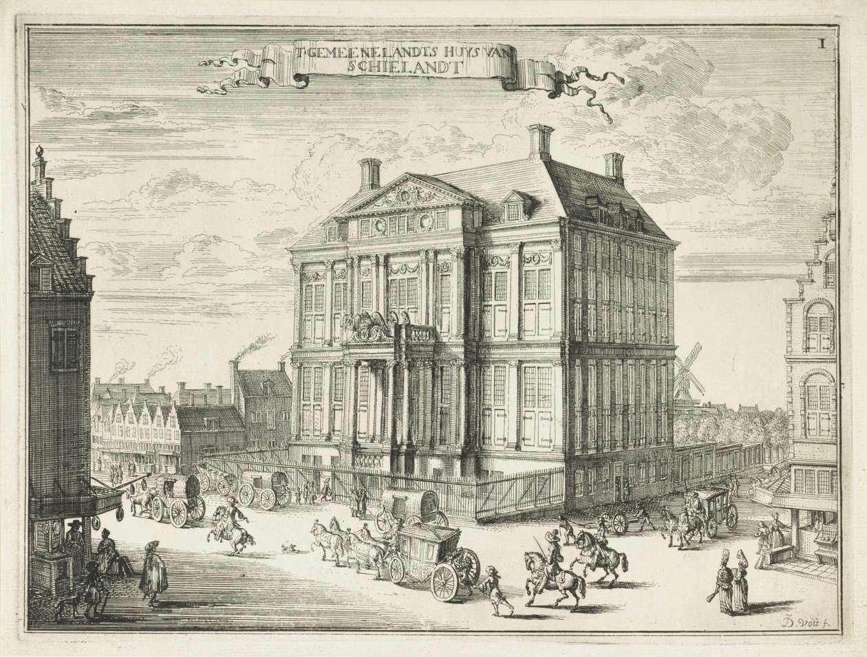 View of the Schielandshuis in Rotterdam by Johannes de Vouw