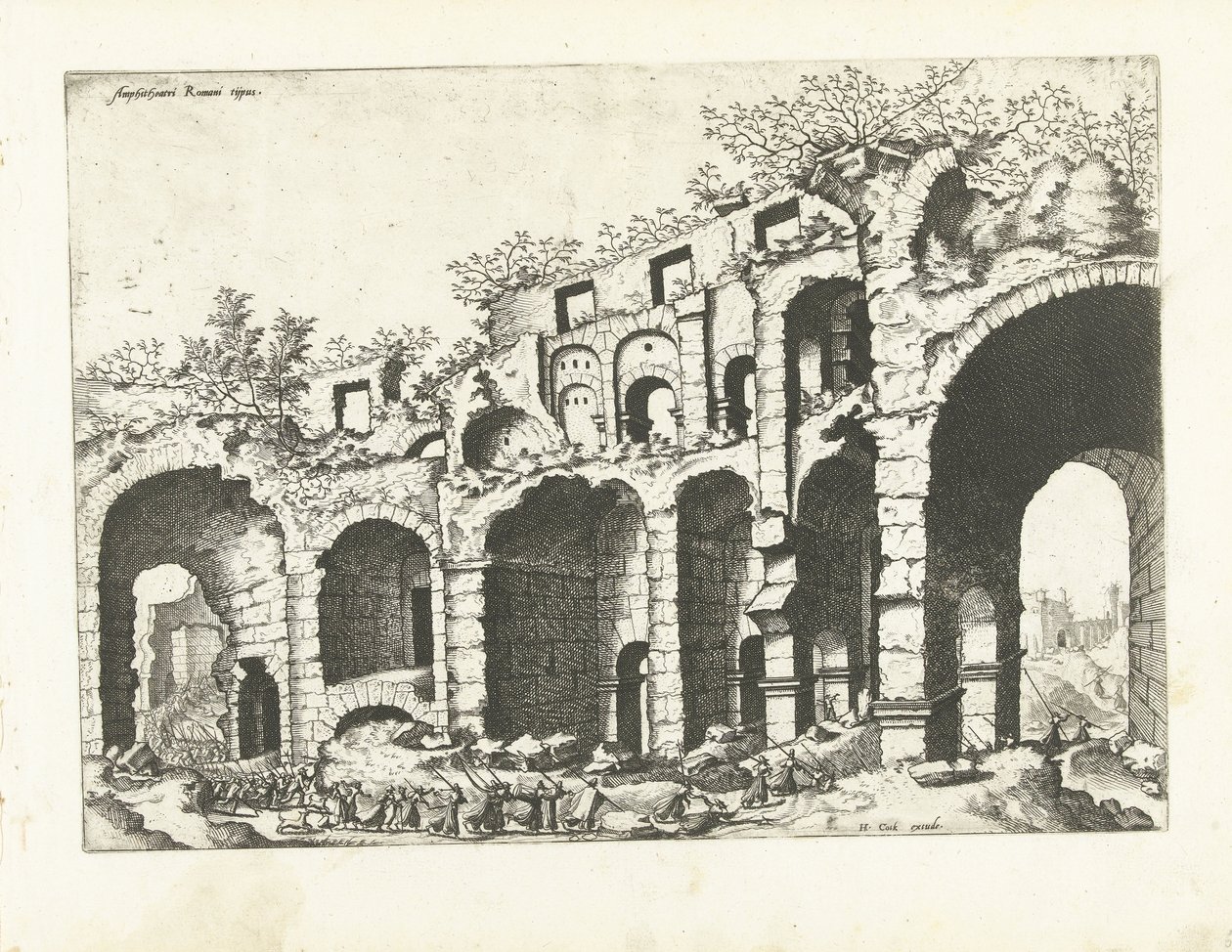 View of an Amphitheater Probably the Colosseum (Romeinse ruïnes, 1561) by Johannes of Lucas van Doetechum (attributed to)