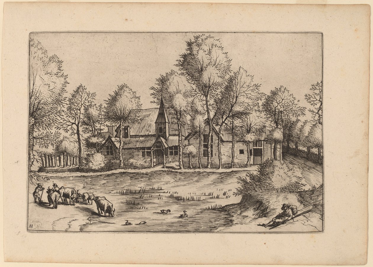 Country Village with Church by Johannes van Doetechum, the Elder and Lucas