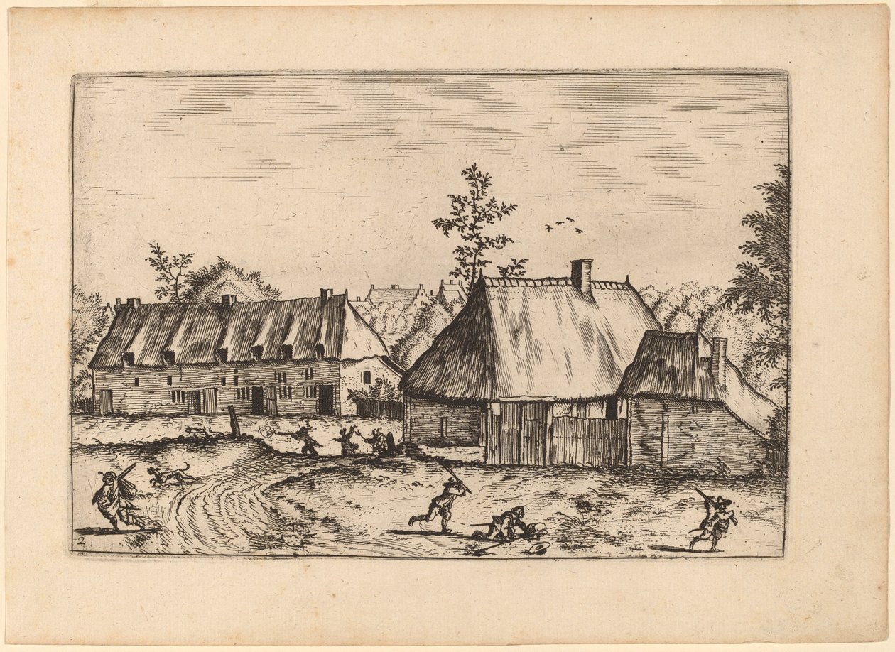 Farm and Row of Houses by Johannes van Doetechum, the Elder and Lucas