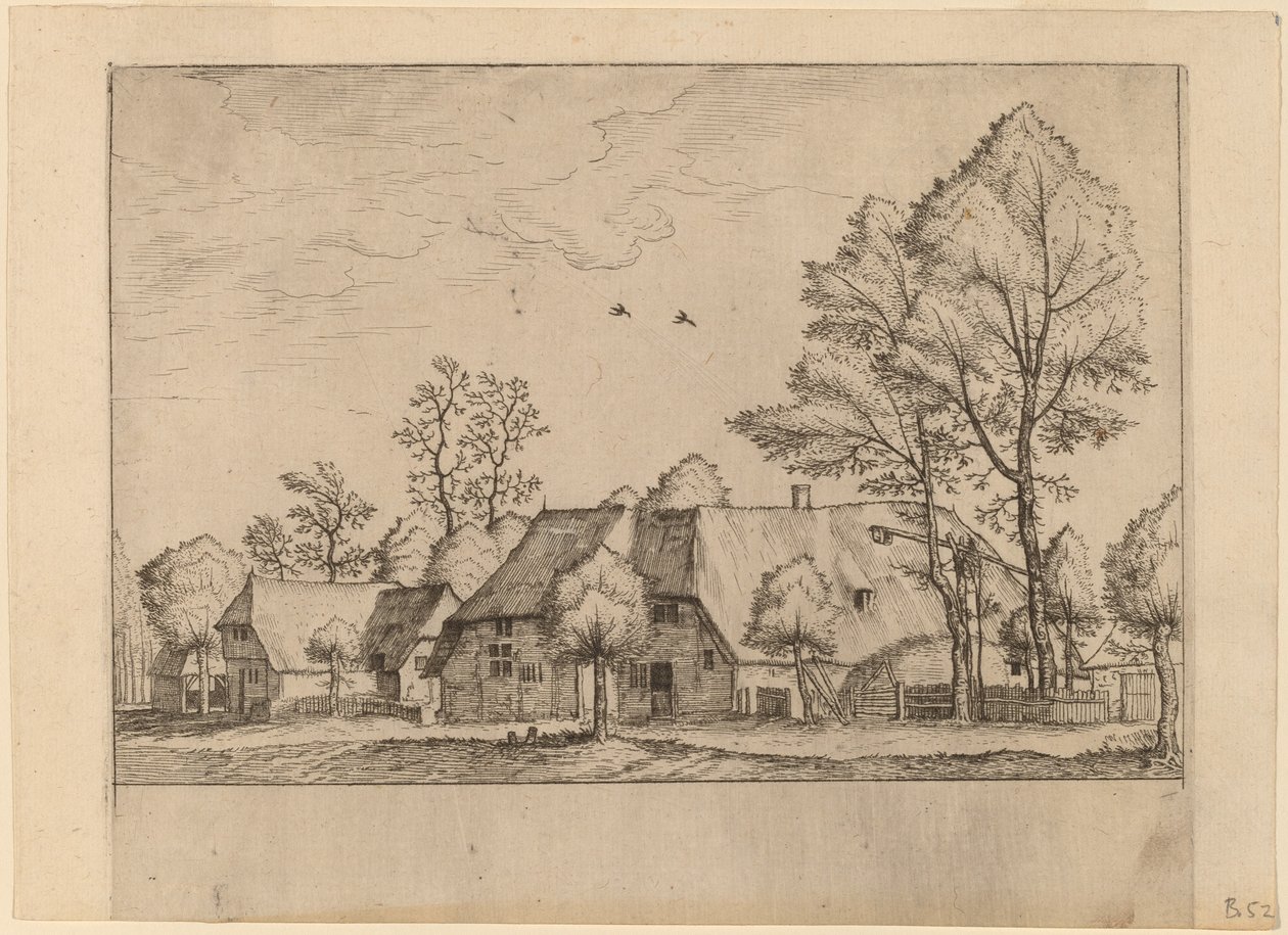 Large Farm with Draw Well by Johannes van Doetechum, the Elder and Lucas