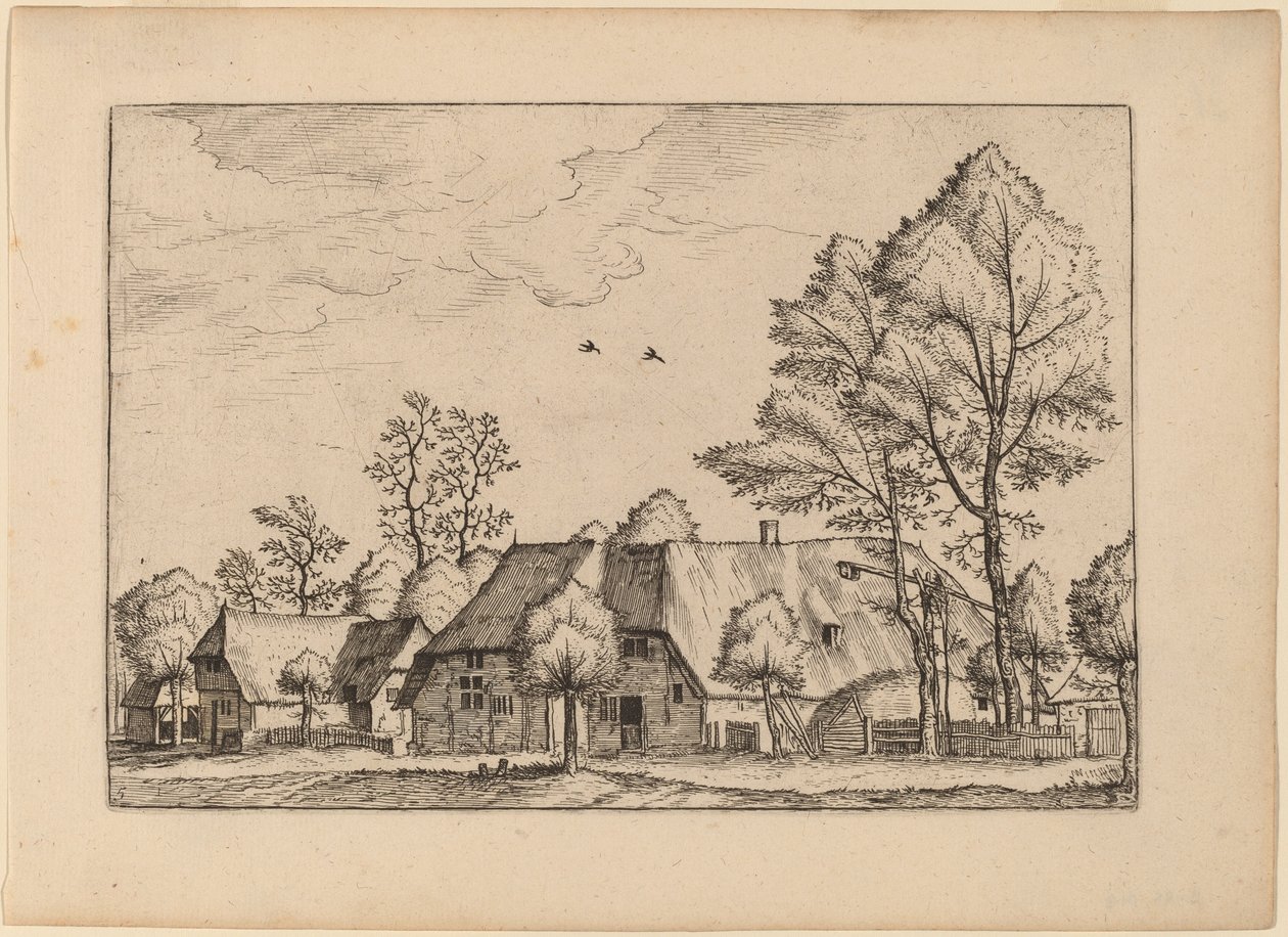 Large Farm with Draw Well by Johannes van Doetechum, the Elder and Lucas