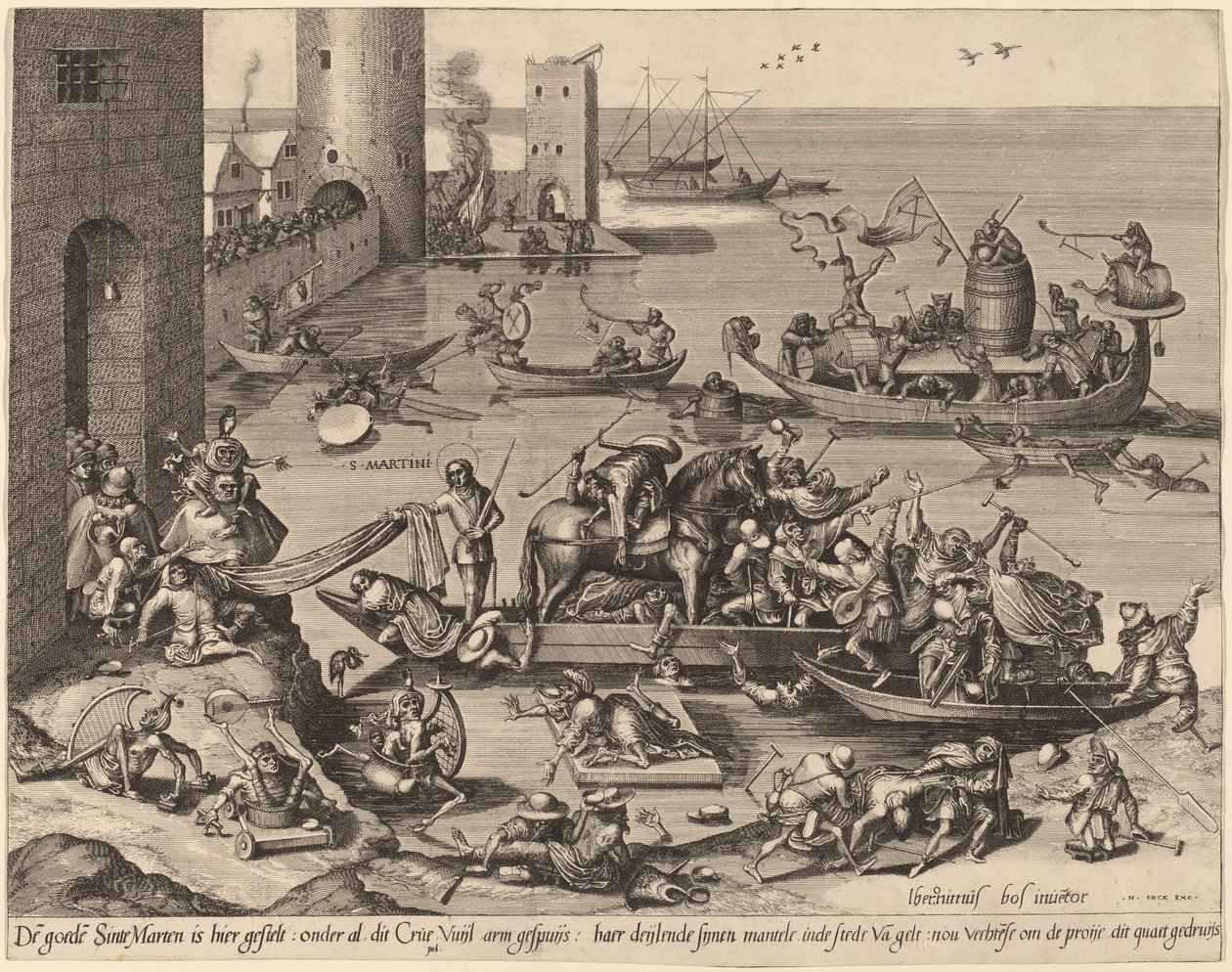 Saint Martin with His Horse in a Ship by Johannes van Doetechum, the Elder, and Lucas