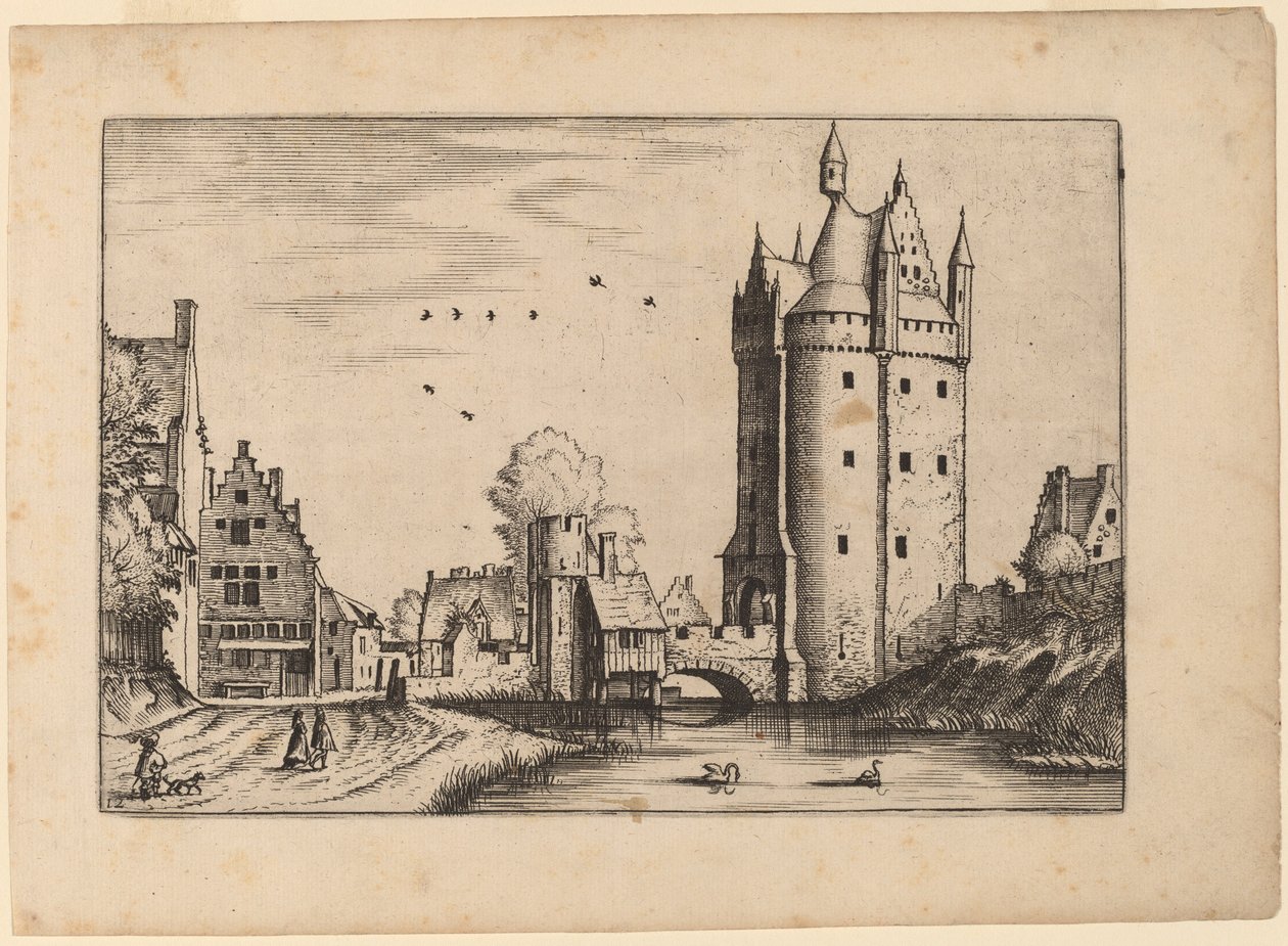 Town Gate with Country Houses by Johannes van Doetechum, the Elder and Lucas