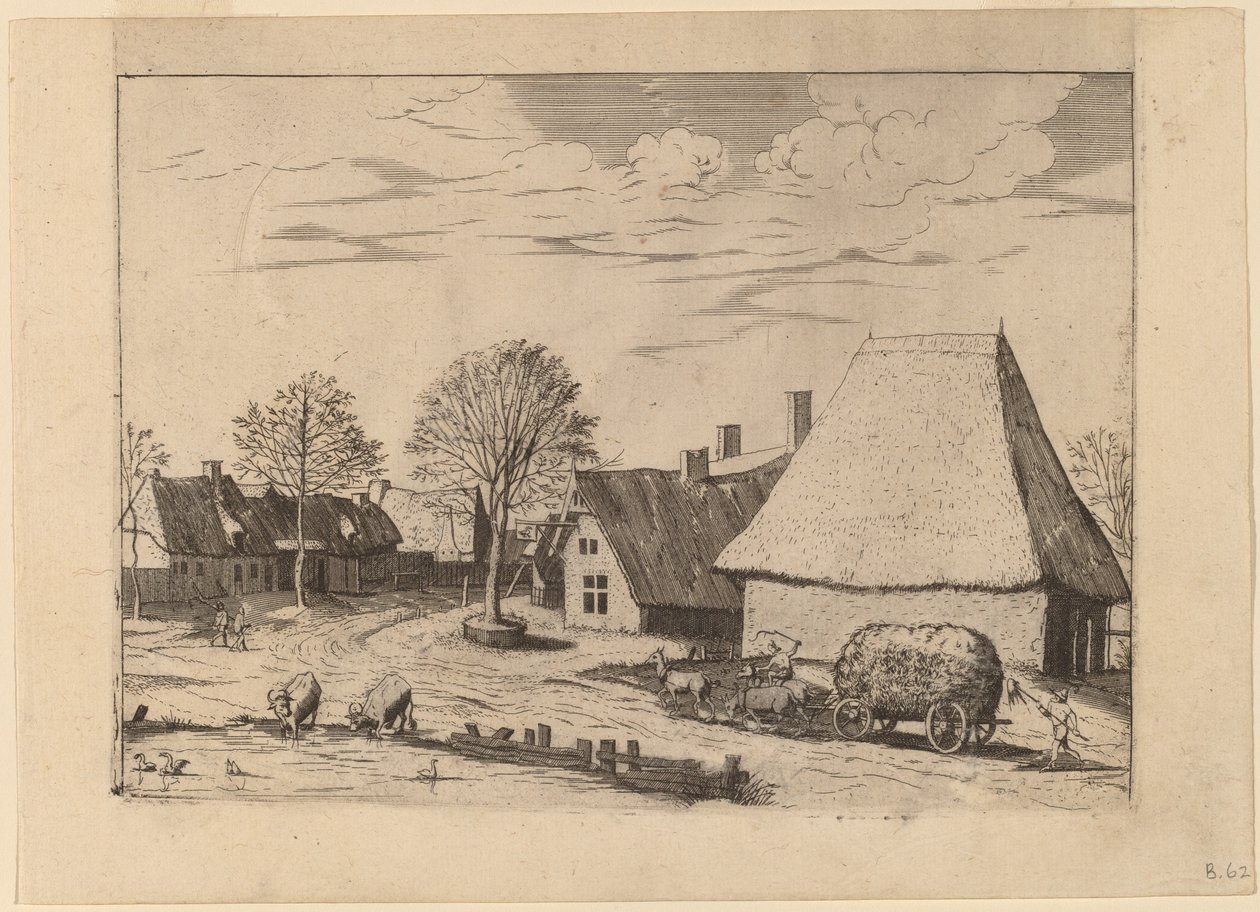 Village Street with Hay Cart by Johannes van Doetechum, the Elder and Lucas