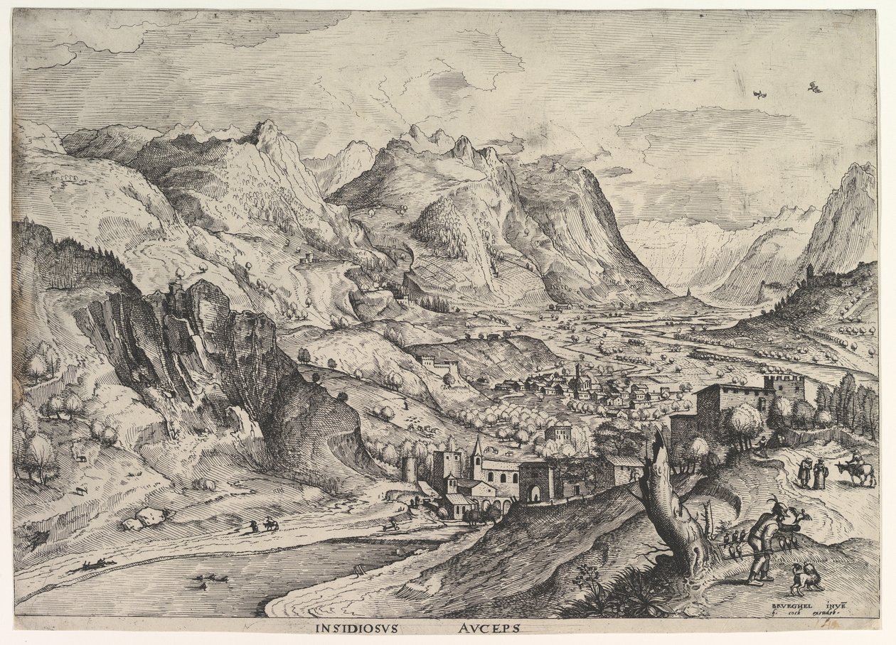 The Crafty Bird-Catcher Insidiosus auceps from The Large Landscapes by Johannes van Doetecum I